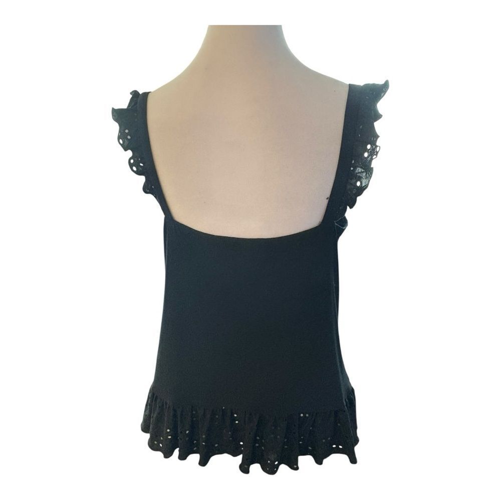 Tiana B. Black Eyelet Ruffle Blouse